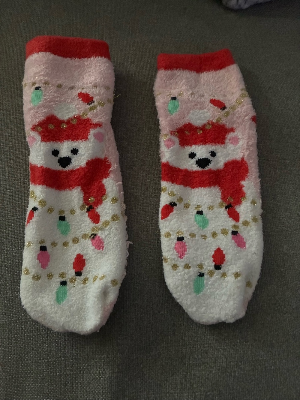 Bath & Body Cozy Pink Bear Holiday Fuzzy Socks